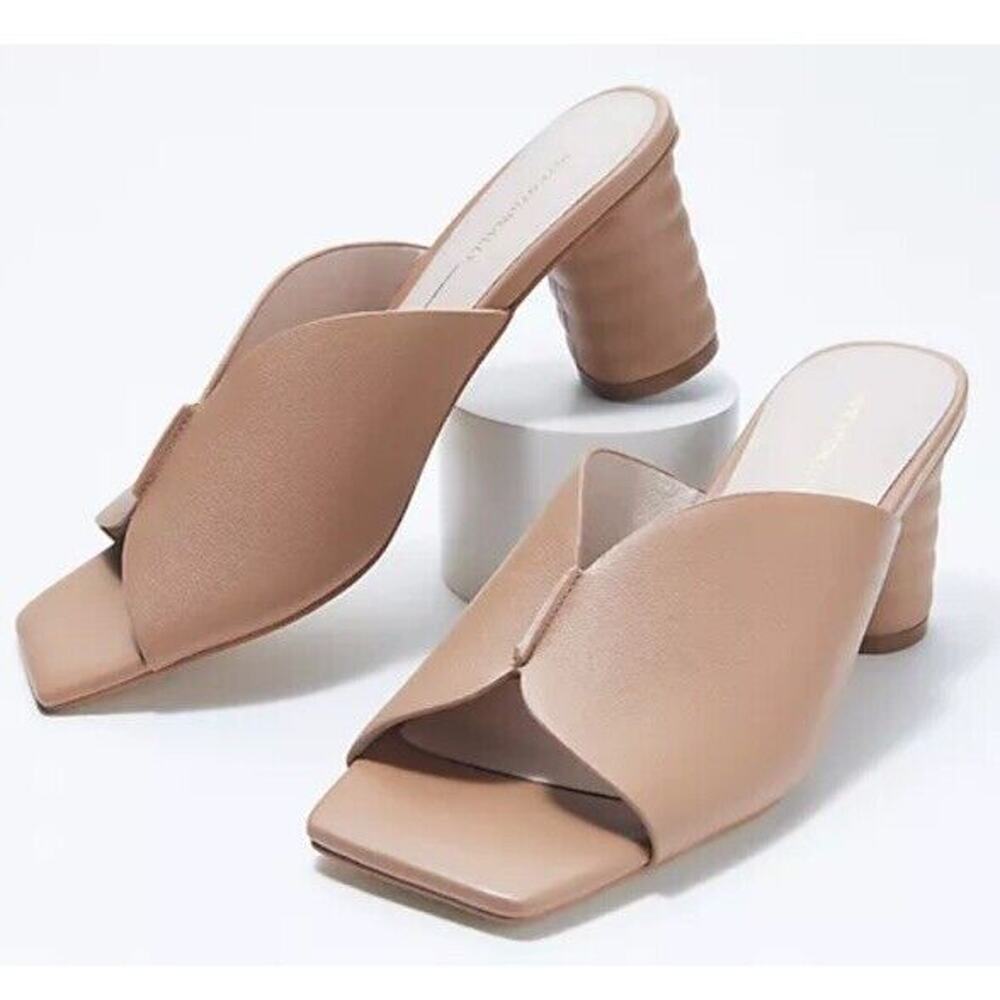 INTENTIONALLY BLANK Kamika Slip On Leather Heeled Mules Clay Beige Size 7M